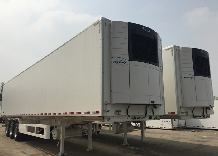 40FT 3 axles Refrigerated Semi trailer with Carrier Refrigerator units and single tire for freezing and fresh cargos,Refrigerator Trailers