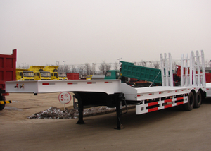 13m 50T Low Bed Semi Trailer with 2 axles for heavy construction machine,Low bed Trailer