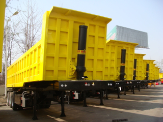42 cbm Dump Semi-trailer with 3 BPW axles and hydraulic rear Discharge system for 60 Tons