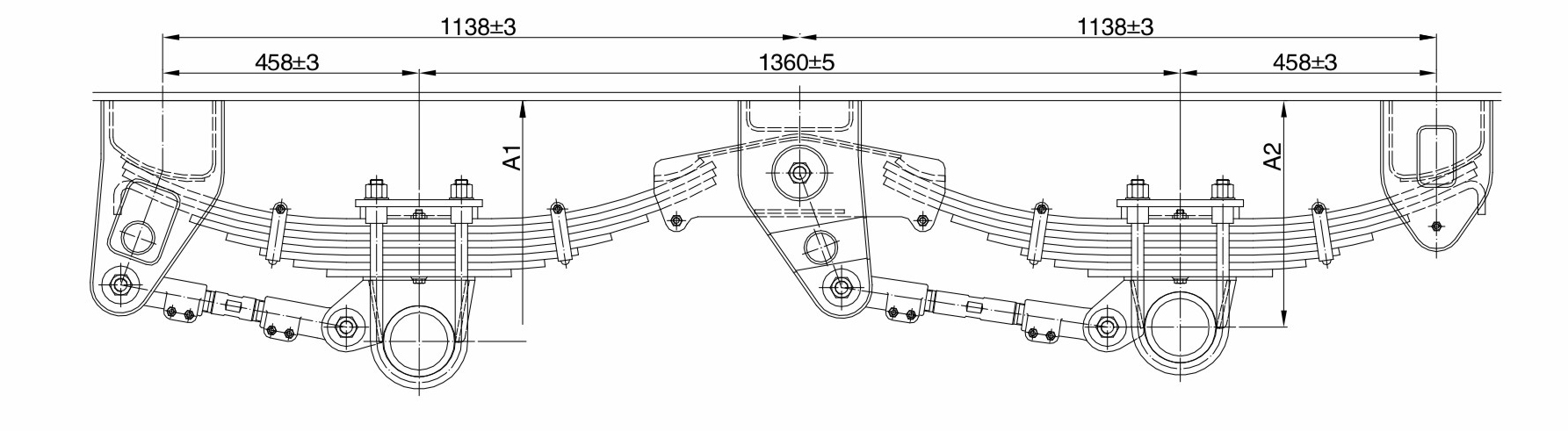 American Tandem Mechinical suspension 11T*2 Grade with 8-leaf spring