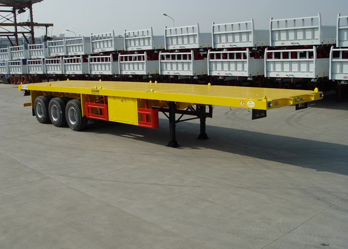 40ft Heavy Duty FlatBed Container Semi Trailer With 3 Axles Customized Color