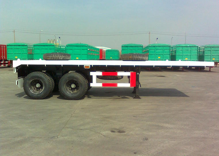 2 BPW Axles Flatbed Semi Trailer For 20 Feet Heavy Loaded ISO Container