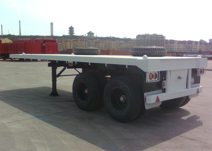 20ft 40T heavy duty FlatBed Semi Trailer with 2 BPW axles for 20 feet Heavy Loaded ISO Container