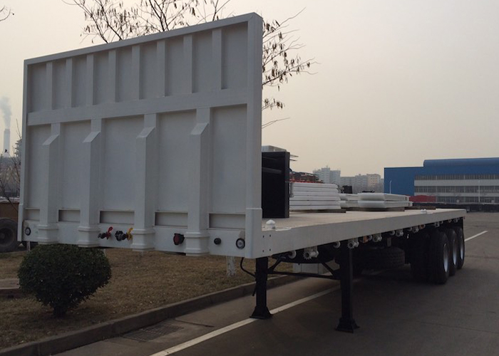40ft Container FlatBed Semi Trailer With Front Safety Bumper 35 T Capacity