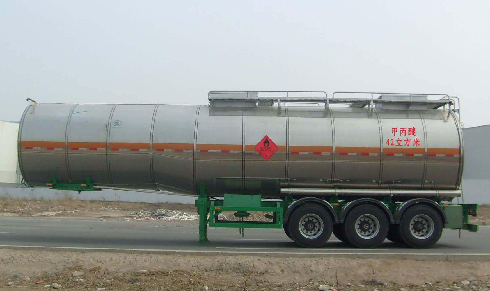 40000L Aluminum Tanker Semi Trailer with 3 BPW axles for Organic Chemical of Dibutylether