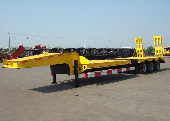 14m to 17m Deck Retractable Low Bed Semi Trailer with 3 axles for long and heavy cargos,Low bed Trailer