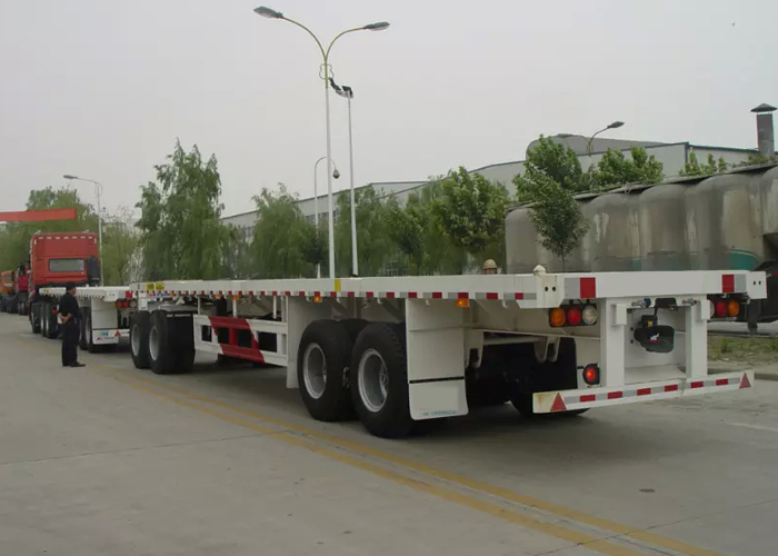 80ft FlatBed Semi Trailer Train with 1 Flatbed Trailer And 1 Draw Bar Trailer