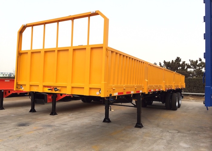 40ft Drop Side Semi Trailer with 3 Axles And Super Single Tire for General Cargo Logistic,Platform Semi Trailer